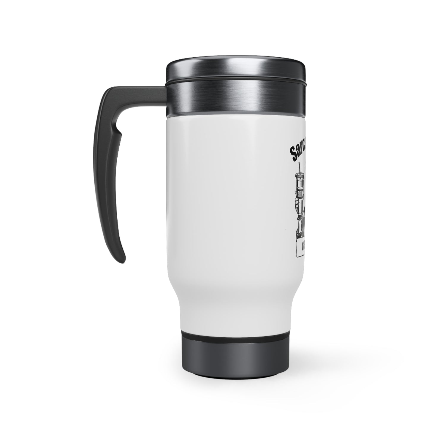 Gen X Sarcasm Level - Grandma Stainless Steel Travel Mug with Handle, 14oz