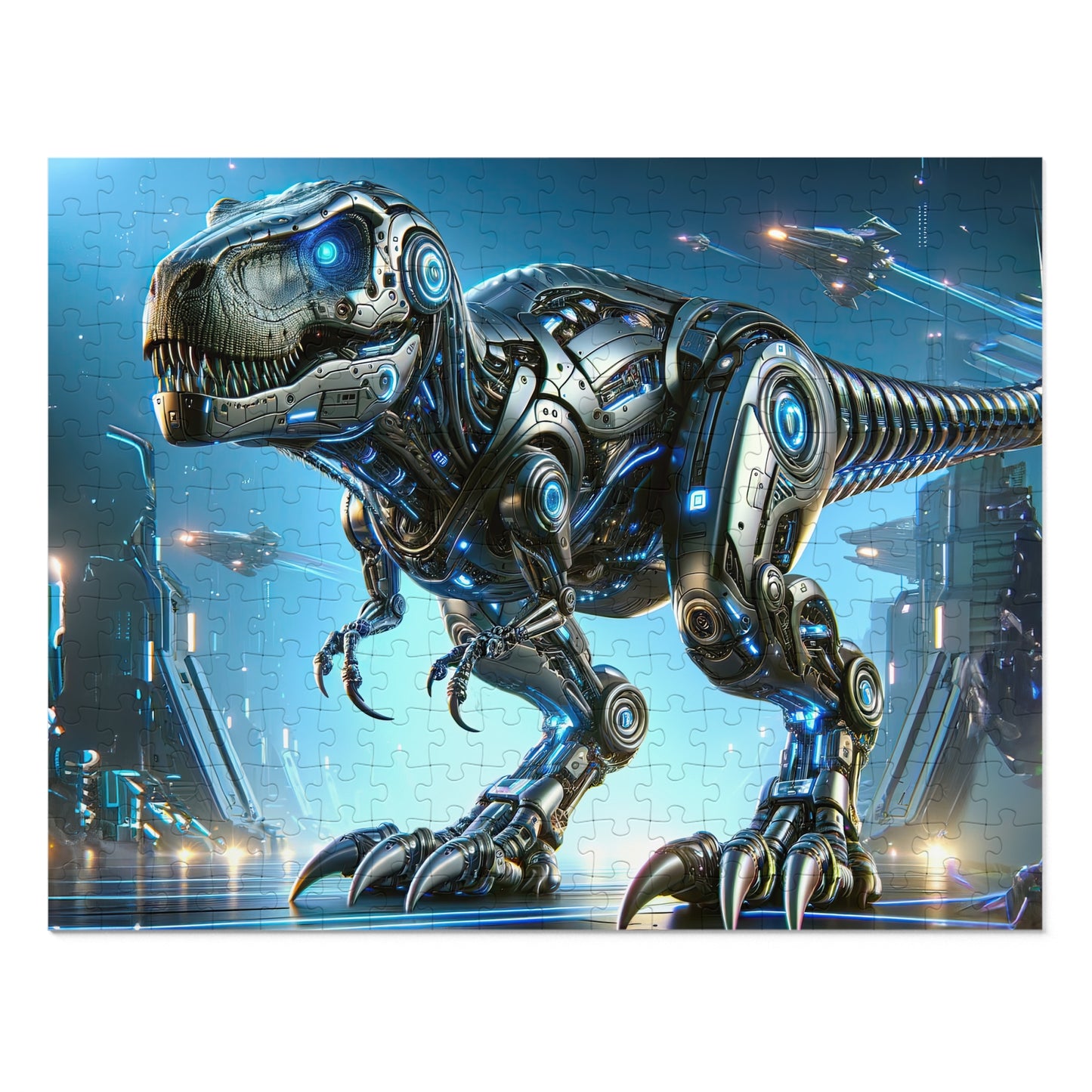 Cyber-Saurus: T-Rex Jigsaw Puzzle | Futuristic Dinosaur-30/110/252/500/1000 Pieces | Unique Robotic Dino Game | Family Fun | Gift Idea