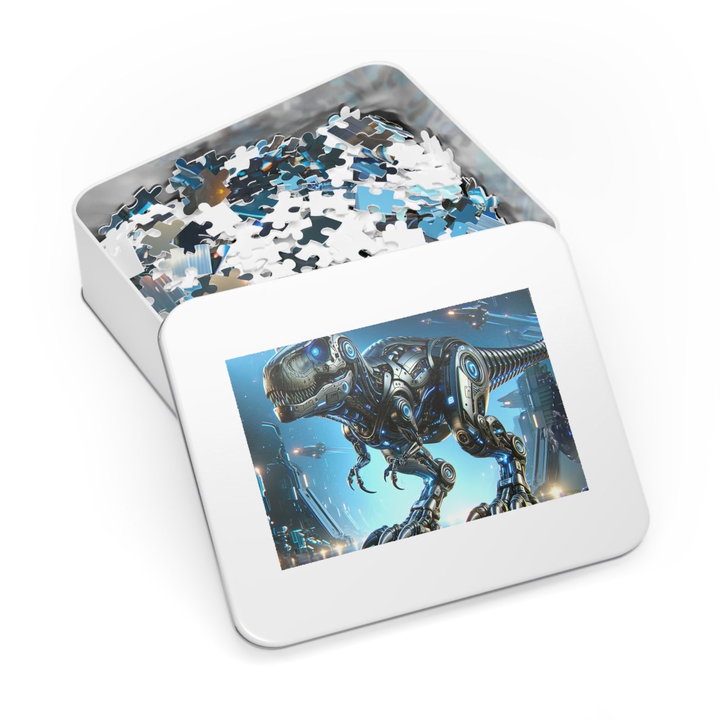 Cyber-Saurus: T-Rex Jigsaw Puzzle | Futuristic Dinosaur-30/110/252/500/1000 Pieces | Unique Robotic Dino Game | Family Fun | Gift Idea