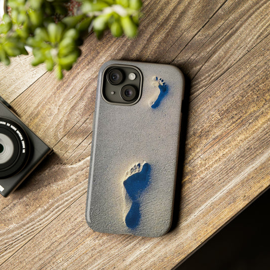 Beach Escape Tough Phone Case - Tropical Sand Footprints Design for iPhone/Samsung/Google Pixel