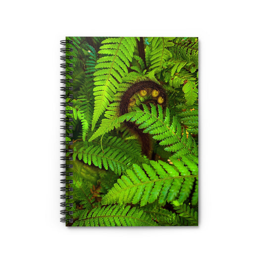 New Zealand Punga Fern Koru Spiral Lined Notebook - Eco-Friendly, 118 Ruled Pages, Perfect for Daily Notes and Journals