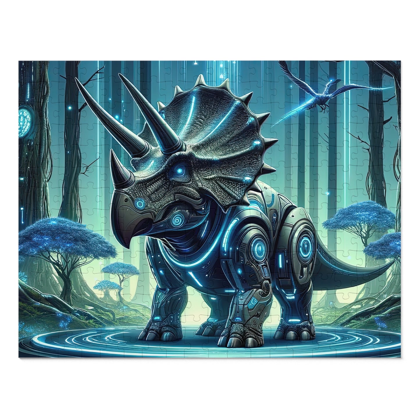 Cyber-Saurus: Triceratop Jigsaw Puzzle | Futuristic Dinosaur-30/110/252/500/1000 Pieces | Unique Robotic Dino Game | Family Fun | Gift Idea