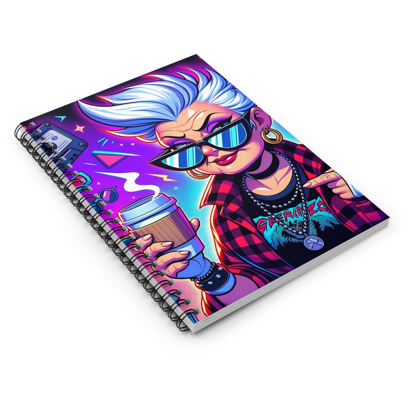 Gen X Woman Cartoon Notebook - Sarcastic Spiral Bound Ruled Lined Journal, 118 Pages, 6x8 inch Dark Humor Diary