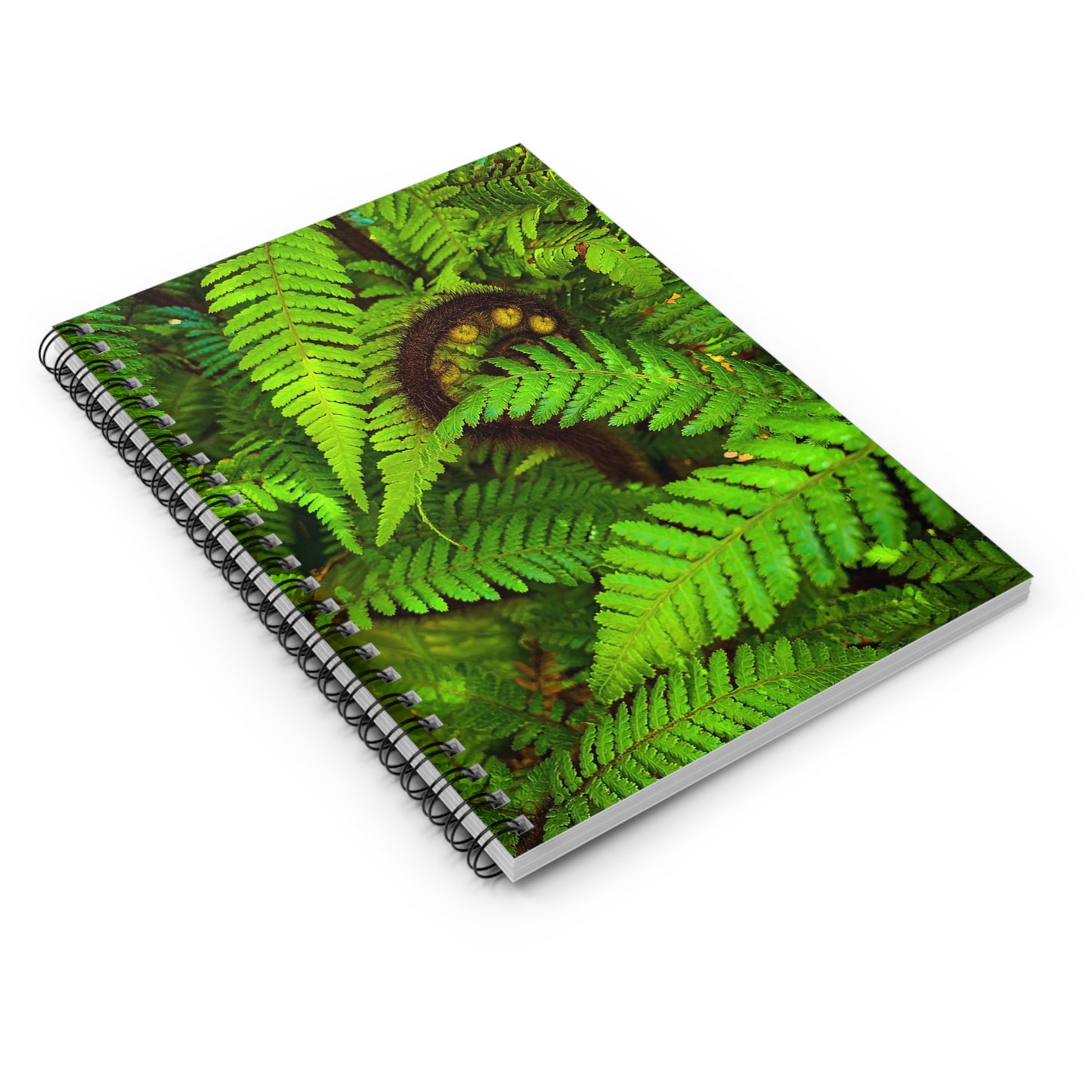 New Zealand Punga Fern Koru Spiral Lined Notebook - Eco-Friendly, 118 Ruled Pages, Perfect for Daily Notes and Journals