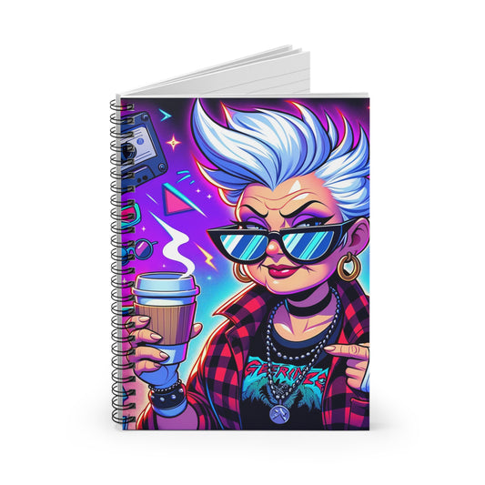 Gen X Woman Cartoon Notebook - Sarcastic Spiral Bound Ruled Lined Journal, 118 Pages, 6x8 inch Dark Humor Diary