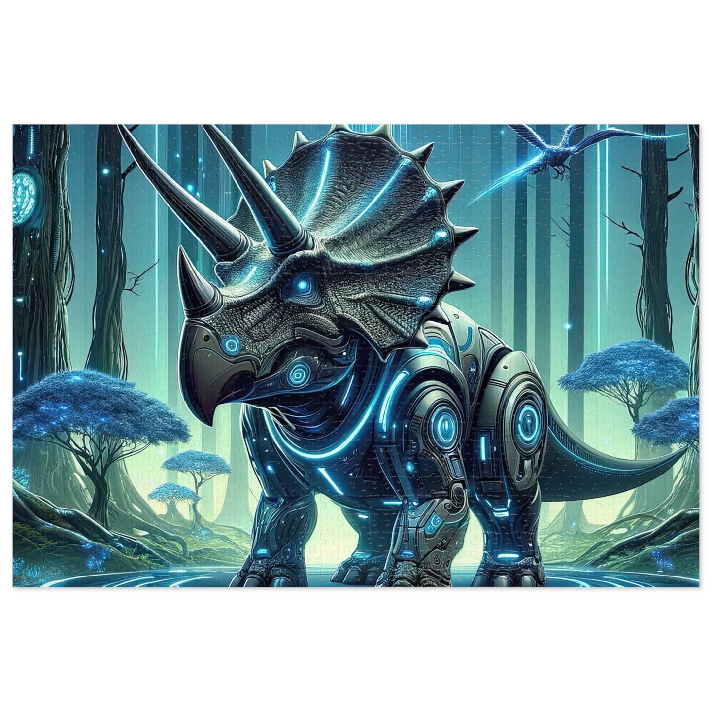 Cyber-Saurus: Triceratop Jigsaw Puzzle | Futuristic Dinosaur-30/110/252/500/1000 Pieces | Unique Robotic Dino Game | Family Fun | Gift Idea