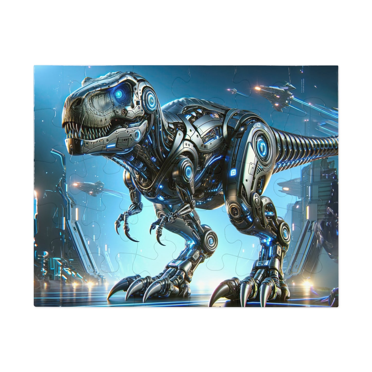 Cyber-Saurus: T-Rex Jigsaw Puzzle | Futuristic Dinosaur-30/110/252/500/1000 Pieces | Unique Robotic Dino Game | Family Fun | Gift Idea