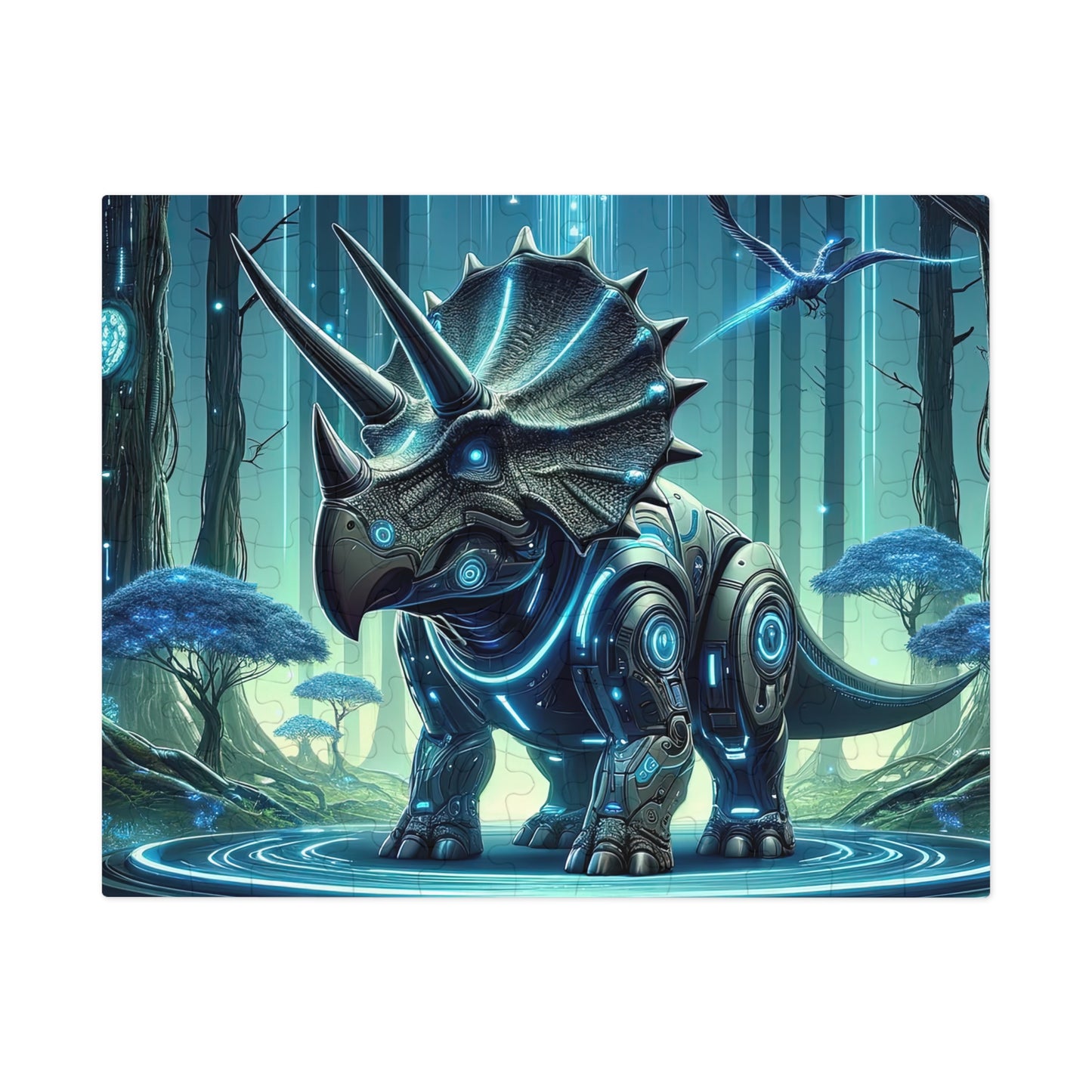 Cyber-Saurus: Triceratop Jigsaw Puzzle | Futuristic Dinosaur-30/110/252/500/1000 Pieces | Unique Robotic Dino Game | Family Fun | Gift Idea